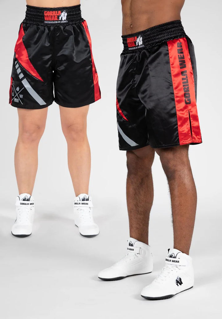 Hornell Boxing Shorts - Black/Red | Gorilla Wear