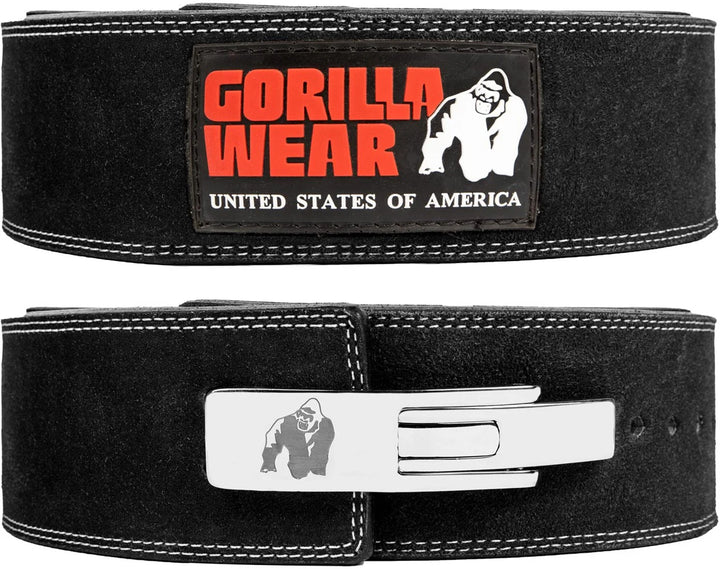 Gorilla Wear 4 Inch Leather Lever Belt - Black