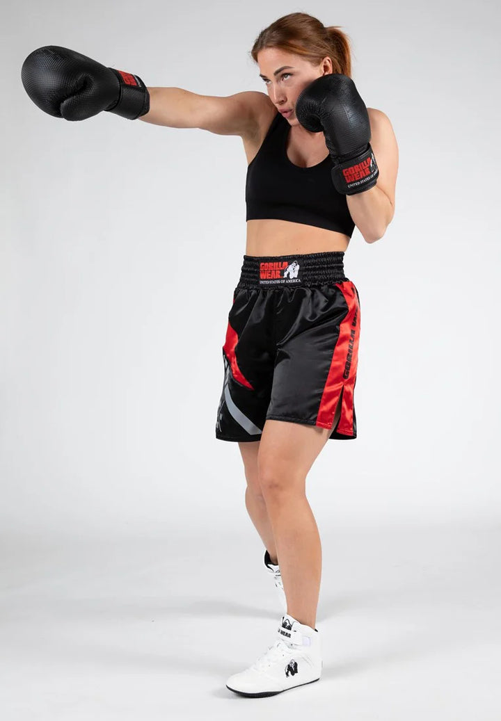 Hornell Boxing Shorts - Black/Red | Gorilla Wear