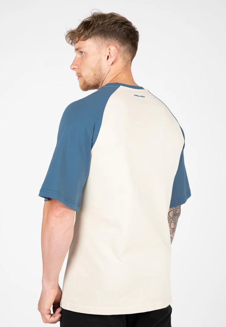 Logan Oversized T-Shirt - Beige/Blue