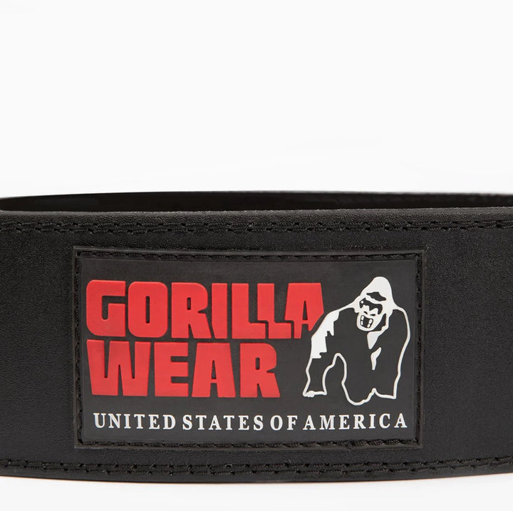 Gorilla Wear 4 Inch Padded Leather Lifting Belt - Black/Red