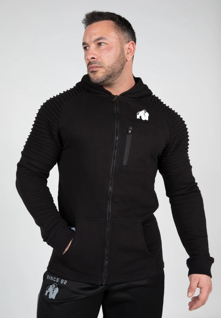 Delta Zipped Hoodie - Black