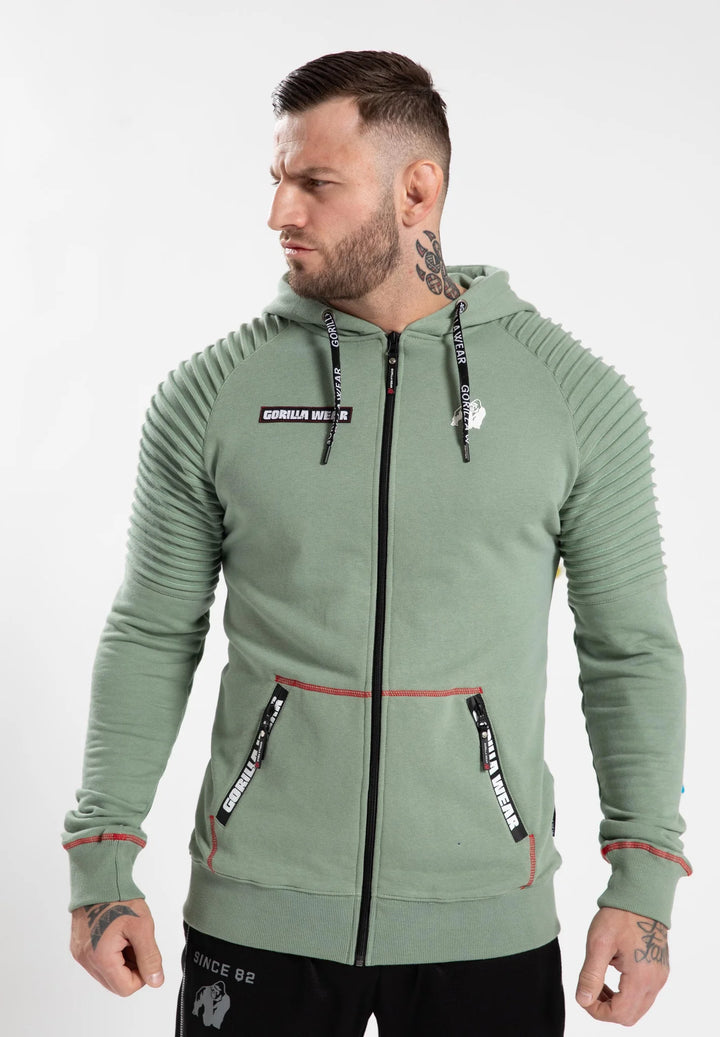 Georgia Zipped Hoodie - Green