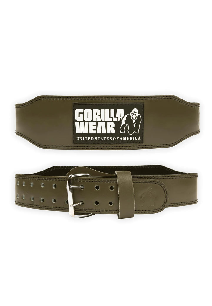 Gorilla Wear 4 Inch Padded Leather Lifting Belt - Army Green